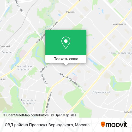 Карта ОВД района Проспект Вернадского