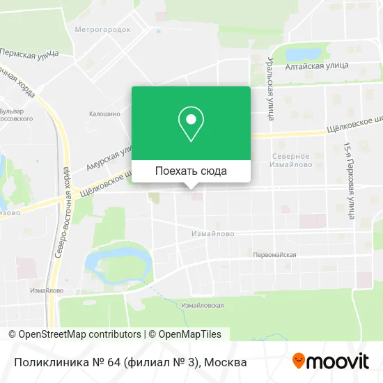 Карта Поликлиника № 64 (филиал № 3)