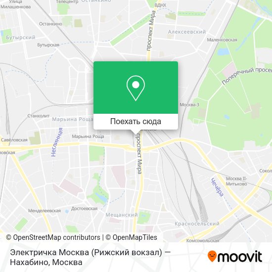 Карта Электричка Москва (Рижский вокзал) — Нахабино