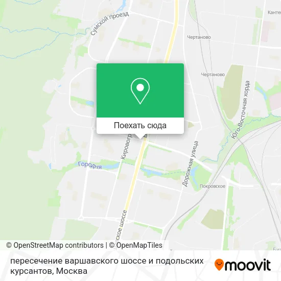 Карта пересечение варшавского шоссе и подольских курсантов