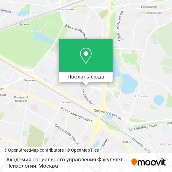 Карта Академия социального управления Факультет Психологии