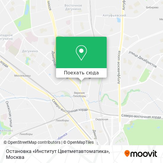 Карта Остановка «Институт Цветметавтоматика»