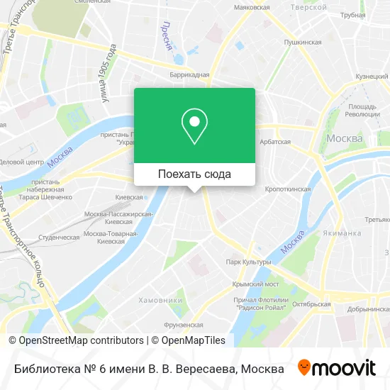 Карта Библиотека № 6 имени В. В. Вересаева