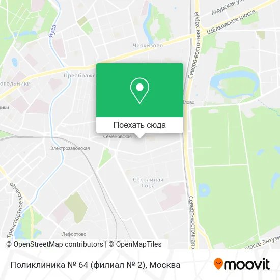 Карта Поликлиника № 64 (филиал № 2)