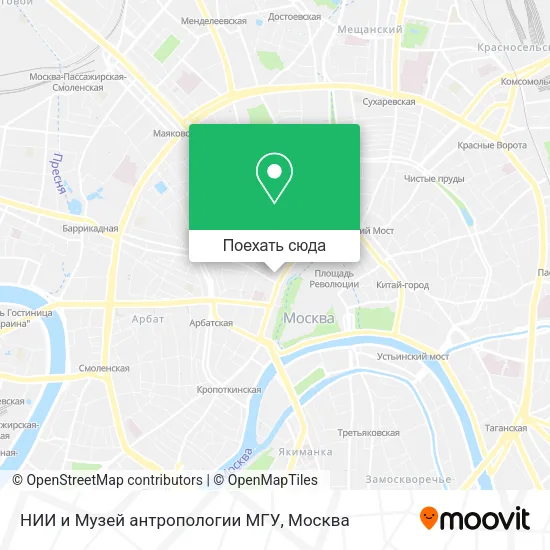 Карта НИИ и Музей антропологии МГУ