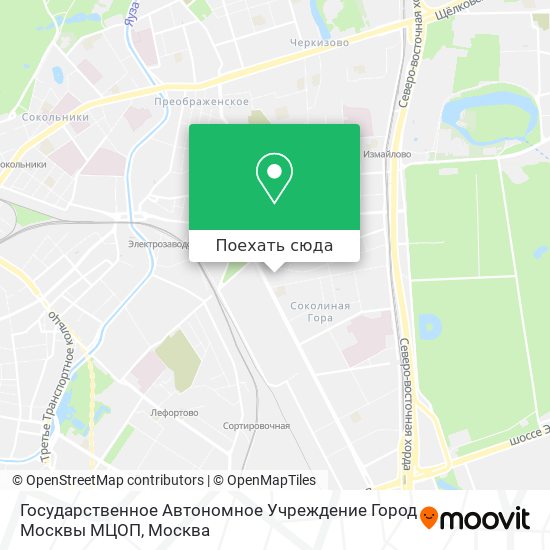 Карта Государственное Автономное Учреждение Город Москвы МЦОП