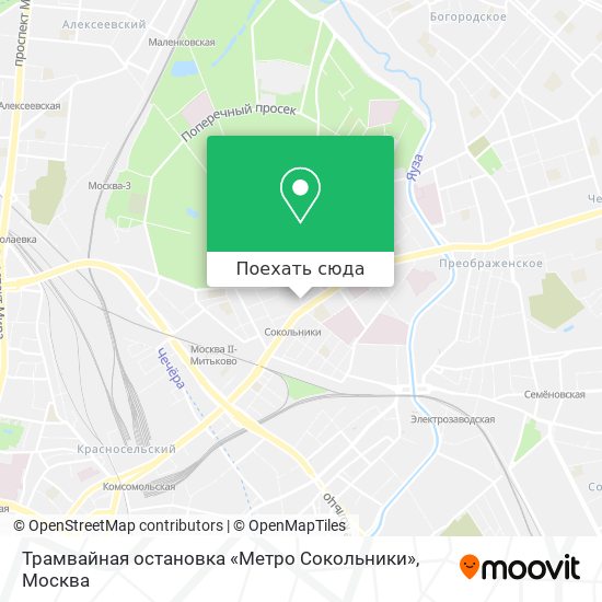 Карта Трамвайная остановка «Метро Сокольники»