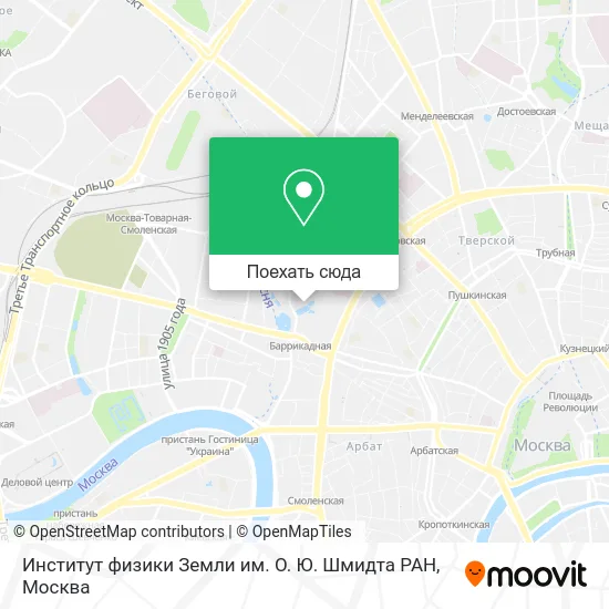 Карта Институт физики Земли им. О. Ю. Шмидта РАН