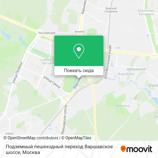 Карта Подземный пешеходный переход Варшавское шоссе