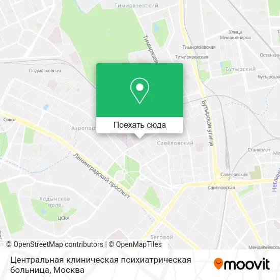 Карта Центральная клиническая психиатрическая больница