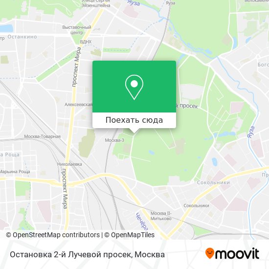 Карта Остановка 2-й Лучевой просек