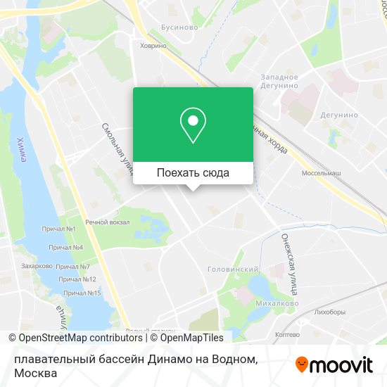 Карта плавательный бассейн Динамо на Водном