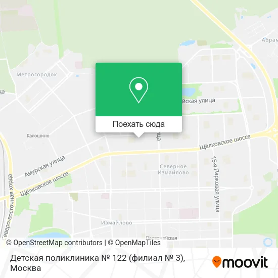 Карта Детская поликлиника № 122 (филиал № 3)