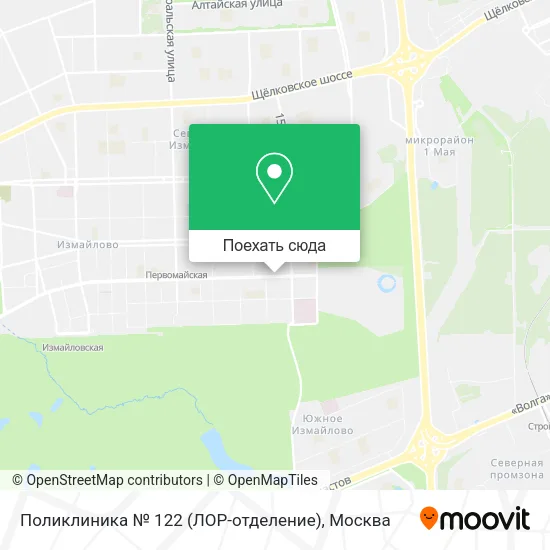 Карта Поликлиника № 122 (ЛОР-отделение)