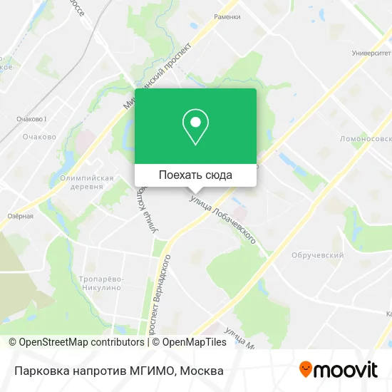 Карта Парковка напротив МГИМО