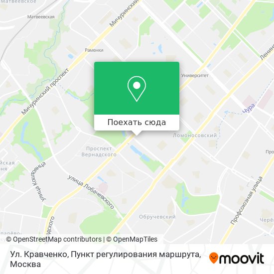 Карта Ул. Кравченко, Пункт регулирования маршрута