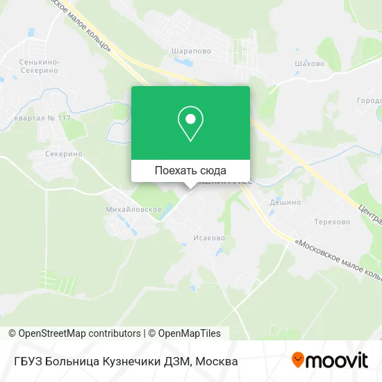 Карта ГБУЗ Больница Кузнечики ДЗМ
