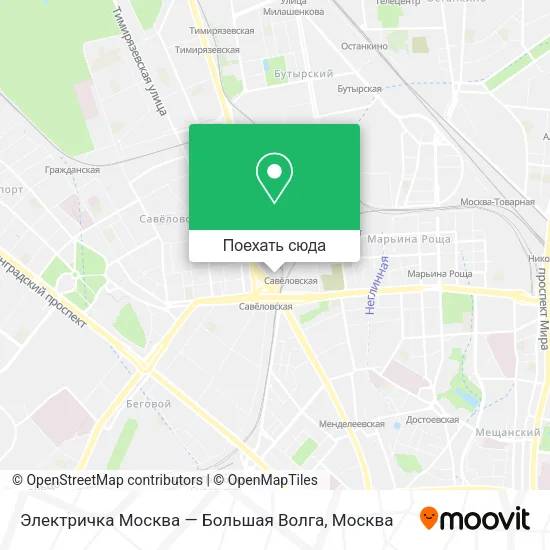 Карта Электричка Москва — Большая Волга