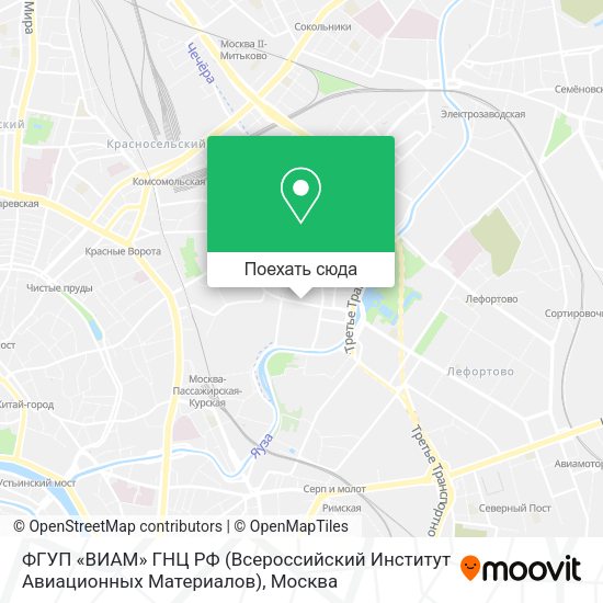 Карта ФГУП	«ВИАМ» ГНЦ РФ (Всероссийский Институт Авиационных Материалов)