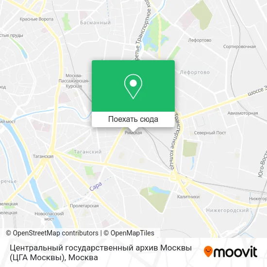 Карта Центральный государственный архив Москвы (ЦГА Москвы)