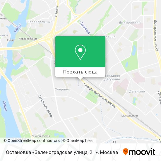 Карта Остановка «Зеленоградская улица, 21»