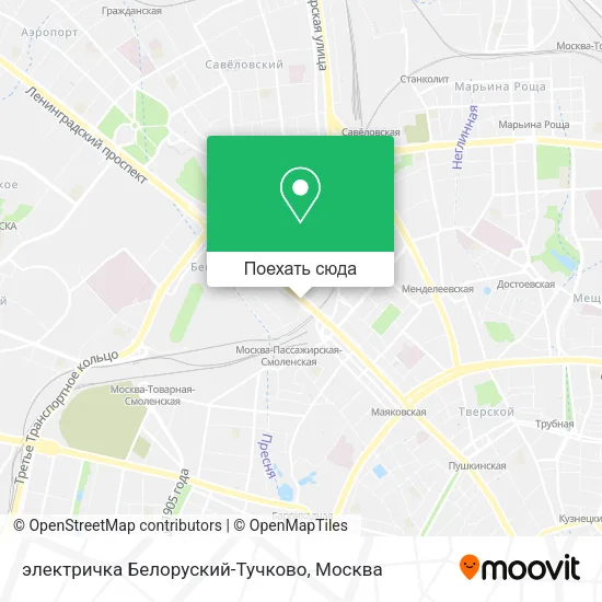 Карта электричка Белоруский-Тучково