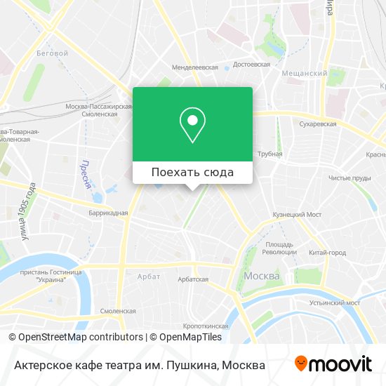 Карта Актерское кафе театра им. Пушкина