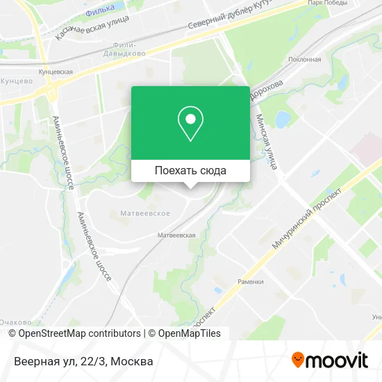 Карта Веерная ул, 22/3