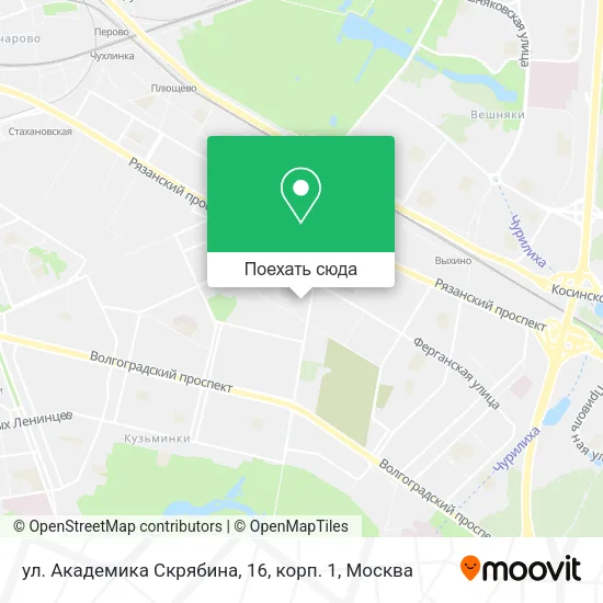 Карта ул. Академика Скрябина, 16, корп. 1