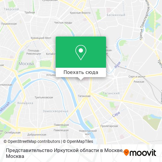 Карта Представительство Иркутской области в Москве