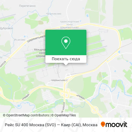 Карта Рейс SU 400 Москва (SVO) — Каир (CAI)
