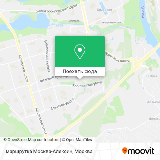 Карта маршрутка Москва-Алексин