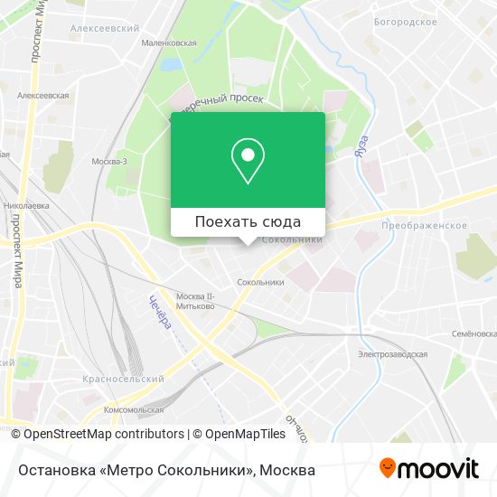 Карта Остановка «Метро Сокольники»