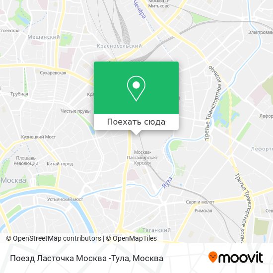 Карта Поезд Ласточка Москва -Тула