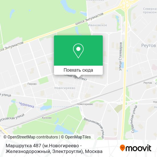 Карта Маршрутка 487 (м.Новогиреево - Железнодорожный, Электроугли)