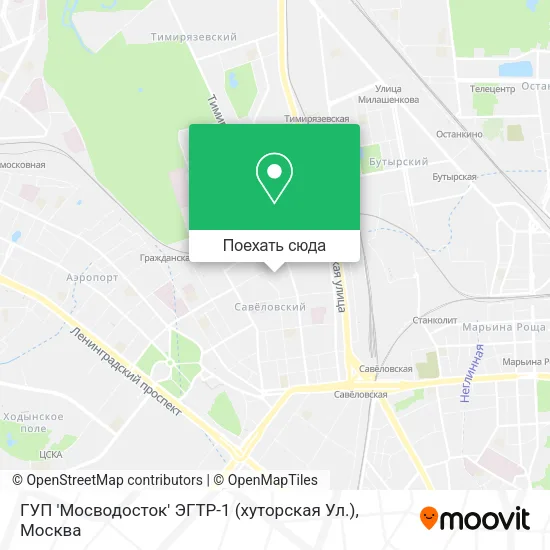 Карта ГУП 'Мосводосток' ЭГТР-1 (хуторская Ул.)
