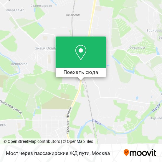 Карта Мост через пассажирские ЖД пути