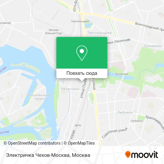 Карта Электричка Чехов-Москва