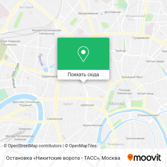 Карта Остановка «Никитские ворота - ТАСС»