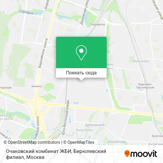 Карта Очаковский комбинат ЖБИ, Бирюлевский филиал