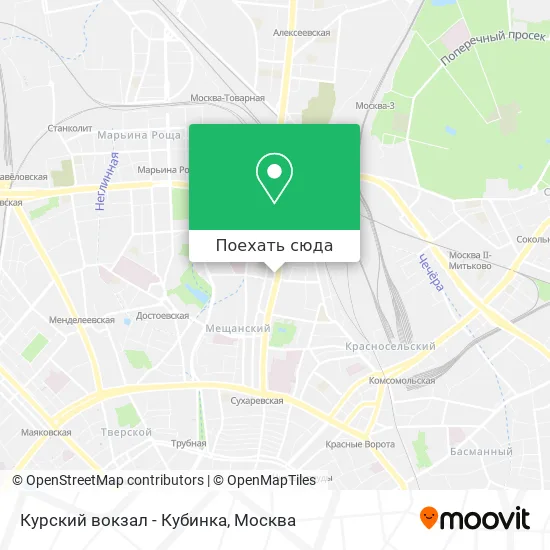 Карта Курский вокзал - Кубинка