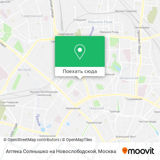 Карта Аптека Солнышко на Новослободской