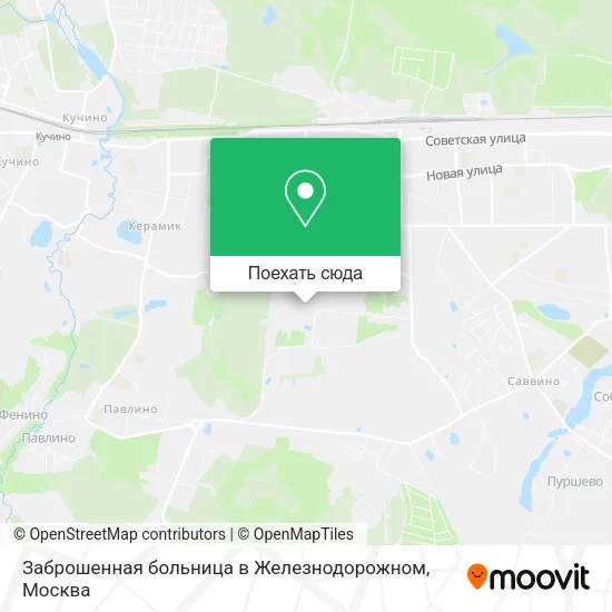 Карта Заброшенная больница в Железнодорожном