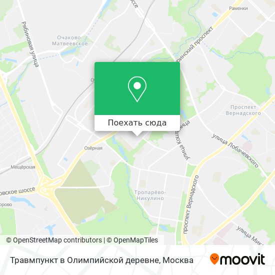 Карта Травмпункт в Олимпийской деревне