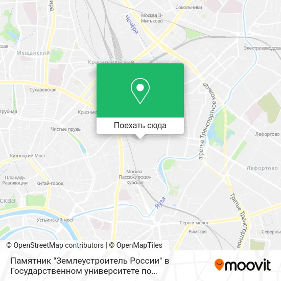 Карта Памятник "Землеустроитель России" в Государственном университете по землеустройству