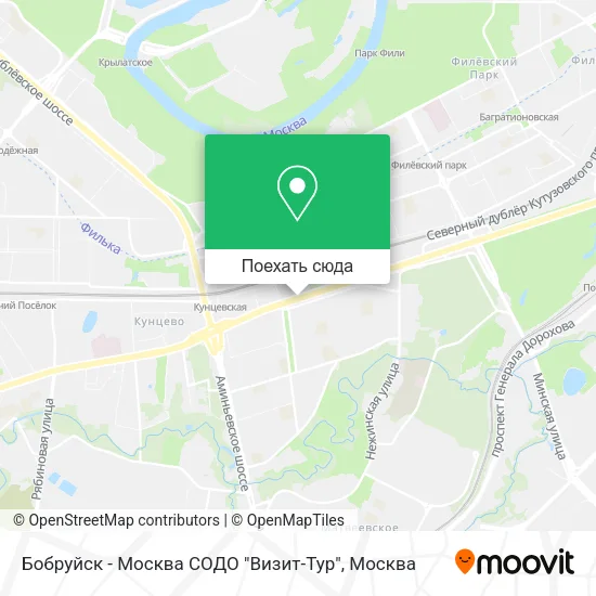 Карта Бобруйск - Москва СОДО "Визит-Тур"