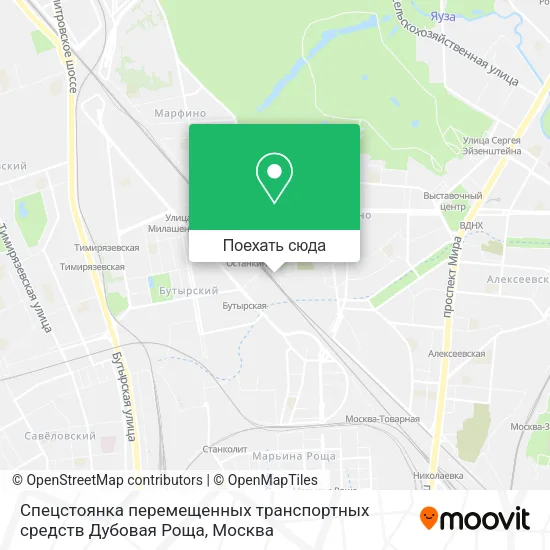 Карта Спецстоянка перемещенных транспортных средств Дубовая Роща