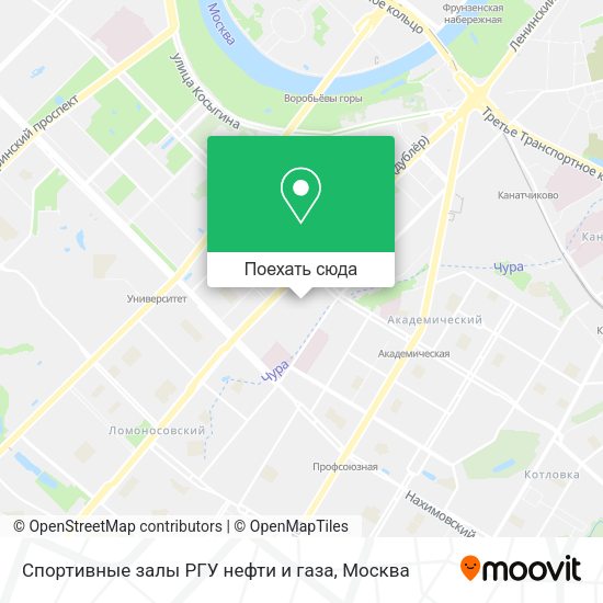 Карта Спортивные залы РГУ нефти и газа