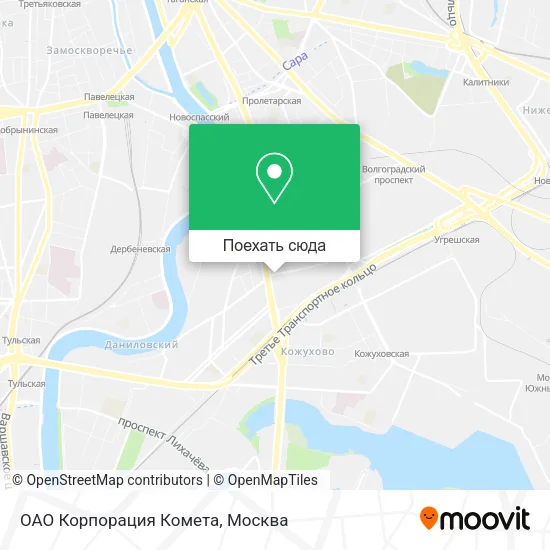 Карта ОАО Корпорация Комета