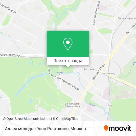 Карта Аллея молодожёнов Ростокино